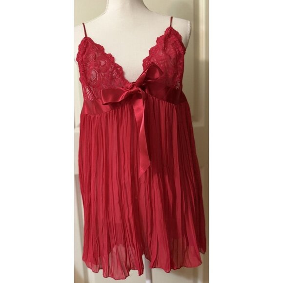 Victoria Secret Pajama Lingerie Red Feminine Flowy Circular Size Xl One Piece - Picture 1 of 5